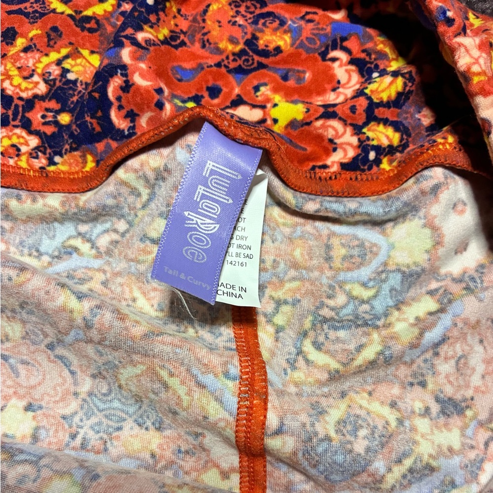 LuLaRoe Orange Navy Floral Print - Picture 2 of 2